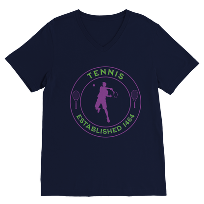 Premium V-Neck T-shirt - Tennis Focus - Established 1464 - Men