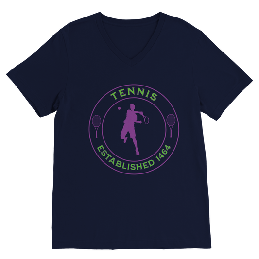 Premium V-Neck T-shirt - Tennis Focus - Established 1464 - Men