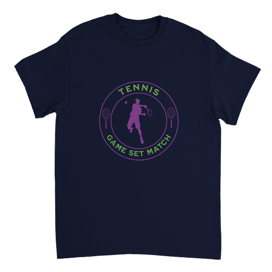 Heavyweight Crewneck T-shirt - Tennis Focus - Game Set Match - Men