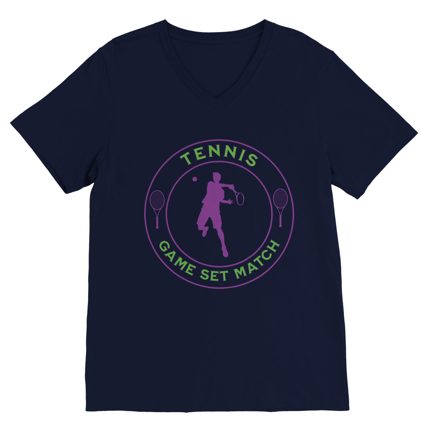 Premium V-Neck T-shirt - Tennis Focus - Game Set Match - Men