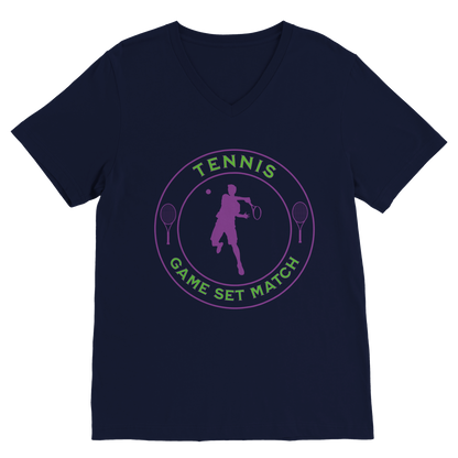 Premium V-Neck T-shirt - Tennis Focus - Game Set Match - Men