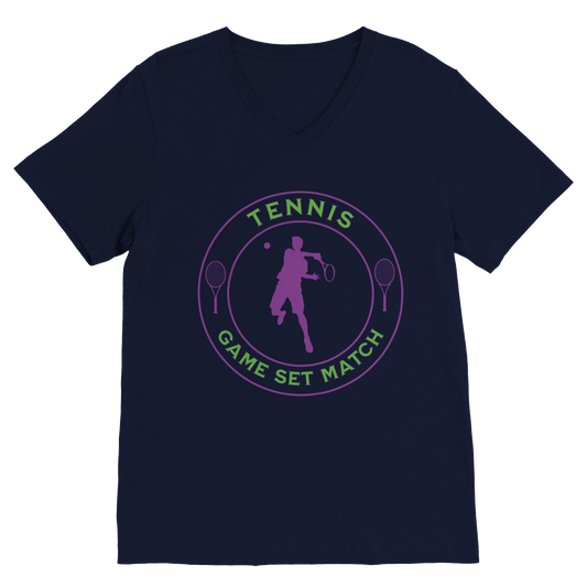 Premium V-Neck T-shirt - Tennis Focus - Game Set Match - Men