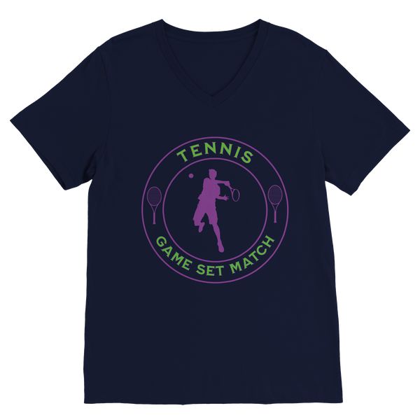Premium V-Neck T-shirt - Tennis Focus - Game Set Match - Men